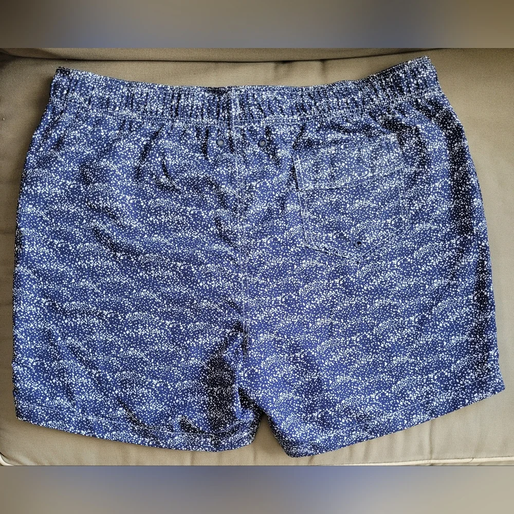 Black Brown 1826 Men's Swim Trunks Blue & White Print Pockets Lined Size…